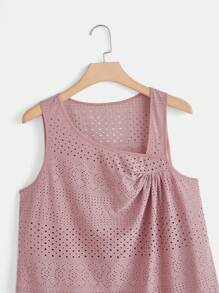 SHEIN Clasi Áo hai dây Plus Size Tranh thêu Bất đối xứng màu trơn Giải trí - Bụi hồng - Xem 4