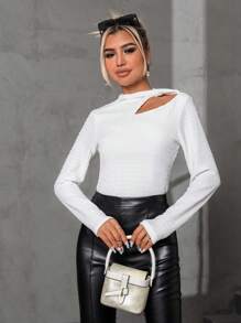 Aveloria Cut Out Asymmetrical Neck Tee Fall Cloth For Women