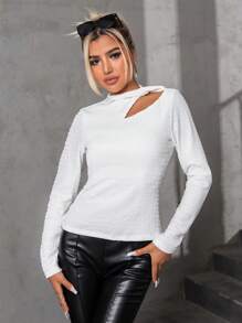 Aveloria Cut Out Asymmetrical Neck Tee Fall Cloth For Women