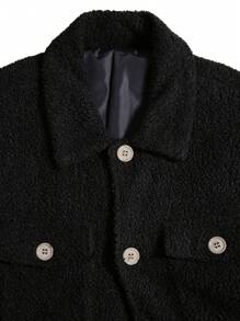 Manfinity Homme Lỏng lẻo phù hợp Nam Túi có nắp Áo Teddy Jackets - màu đen - Xem 4