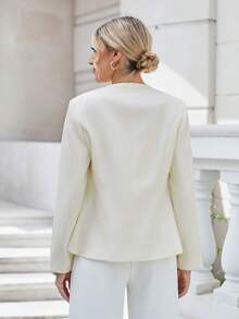 GENKIRA Leaf Print Belted Coat - Beige - View 7