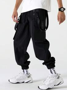 Manfinity EMRG Nam Túi có nắp Quần Cargo - màu đen - Xem 5