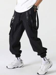 Manfinity EMRG Nam Túi có nắp Quần Cargo - màu đen - Xem 6