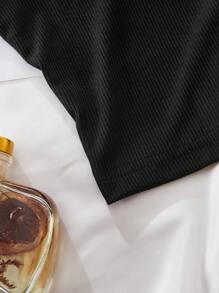 SHEIN EZwear Top con abertura tejido de canalé - Negro - Ver 7