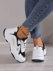 Women's Chunky Sneakers, Sports Shoes, Comfortable Outdoor - Beige - View 3