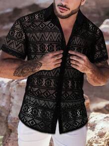 VENTUSAIL Camisa de hombre calada - Negro - Ver 1