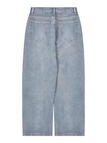 Women's Retro High Waist With Button Flared Straight Leg Jeans