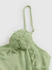SHEIN MOD Solid Lettuce Trim Cami Top - Mint Green - View 3