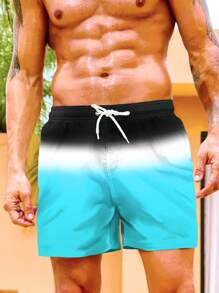 Surfspeed Men Ombre Drawstring Waist Swim Trunks - Multicolor - View 1