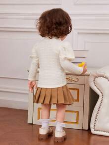 SHEIN 女嬰羊腿袖T恤&百褶半身裙不附帶帽 - 彩色 - 查看 2