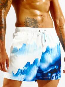 Surfspeed 男士山圖案腰部抽繩泳褲 - 彩色 - 查看 1