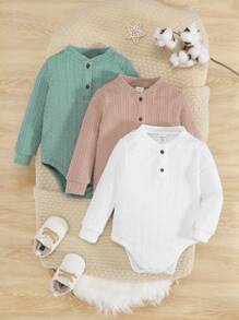 SHEIN 男嬰3入組半排扣連身背心 - 彩色 - 查看 1