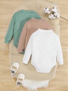 SHEIN 男嬰3入組半排扣連身背心 - 彩色 - 查看 2