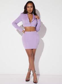 SHEIN SXY Lapel Neck Crop Blazer & Bodycon Skirt