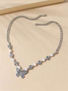 ROMWE Fairycore 1 Miếng Thời trang Hợp kim kẽm Trang trí mặt dây chuyền bướm Dây chuyền Đối với phụ nữ Để Trang Trí Hàng Ngày - Bạc - Xem 1