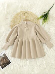 女嬰小高領燈籠袖毛衣洋裝