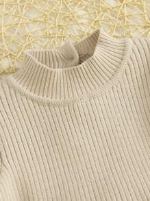 女嬰小高領燈籠袖毛衣洋裝