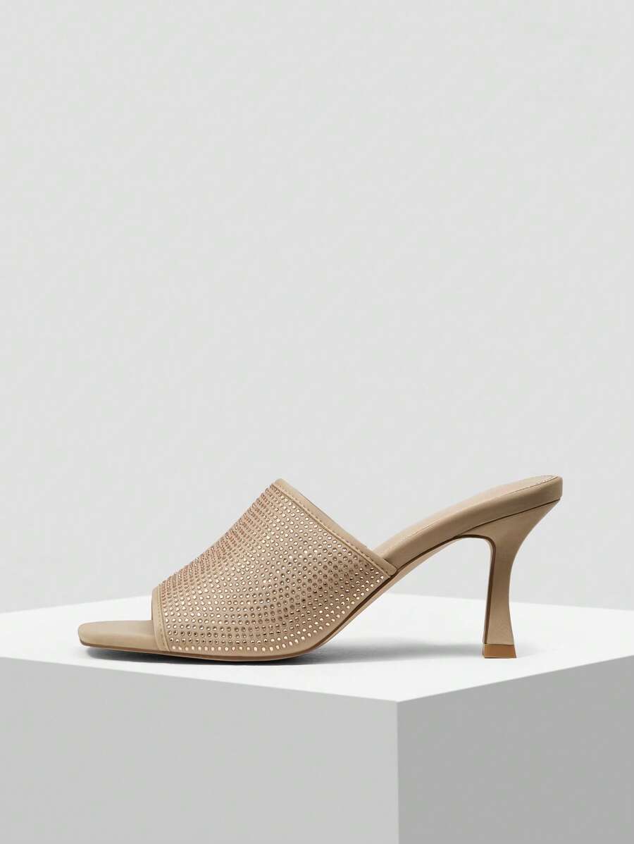 MOTF PREMIUM RHINESTONE HEELED MULES - Apricot - View 1