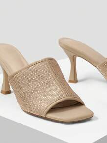 MOTF PREMIUM RHINESTONE HEELED MULES - Apricot - View 7