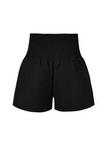 SHEIN Unity Plus Button Detail Shorts - Black - View 2