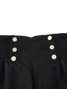 SHEIN Unity Plus Button Detail Shorts - Black - View 4