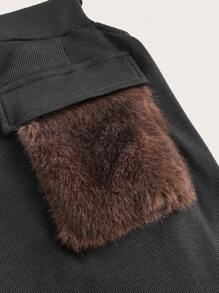 SHEINNeu Letter Patched Lace Up Side Skort - Dark Grey - View 3