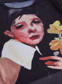 Flirla Hơn Đồ họa Hình Áo thun & Váy nàng tiên cá - Nhiều màu - Xem 4