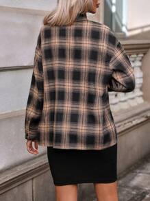 SHEIN Clasi Plaid Print Drop Shoulder Shirt & Dress - Multicolor - View 2