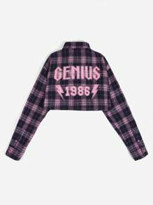 SHEIN EZwear Kẻ sọc & Đồ họa Chữ cái Thả vai Áo sơ mi - Nhiều màu - Xem 1