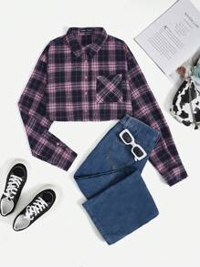 SHEIN EZwear Kẻ sọc & Đồ họa Chữ cái Thả vai Áo sơ mi - Nhiều màu - Xem 2