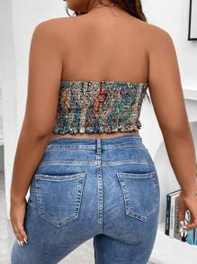 Celure 大碼佩斯利印花不對稱下擺抹胸上衣 - 彩色 - 查看 2