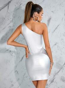 Zolique 單肩緊身牛仔裙 - 銀色 - 查看 2