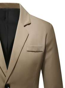 Manfinity Homme Men Lapel Neck Belted Blazer - Camel - View 4