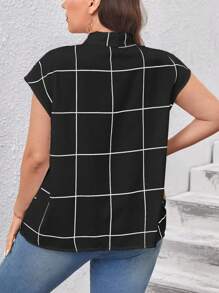 SHEIN Clasi 大碼格紋印花蝙蝠袖襯衫 - 彩色 - 查看 2