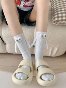 ROMWE Kawaii 女士中筒襪 - 白色 - 查看 2