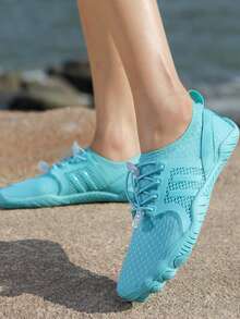 女性抽繩設計滑水鞋適用於游泳 - 淺藍色 - 查看 2