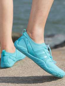 女性抽繩設計滑水鞋適用於游泳 - 淺藍色 - 查看 3