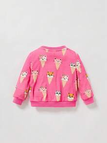 Baby Girl Cartoon Graphic Sweatshirt & Mesh Skirt - Multicolor - View 4
