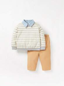 Cozy Pixies Bébé Fille Pantalon & Sweat-shirt À Rayures À Col Contrastant - Multicolore - Voir 8