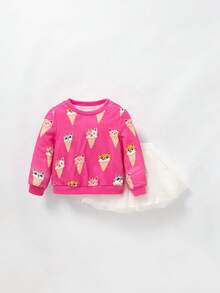 Baby Girl Cartoon Graphic Sweatshirt & Mesh Skirt - Multicolor - View 14