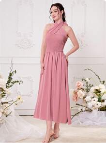 Mulvari 印花蝙蝠袖外套&洋裝 - 藕粉色 - 查看 3