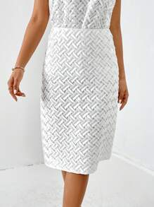 SHEIN Essnce Chất rắn Váy thẳng - trắng - Xem 3