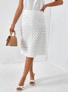 SHEIN Essnce Chất rắn Váy thẳng - trắng - Xem 1
