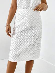 SHEIN Essnce Chất rắn Váy thẳng - trắng - Xem 4