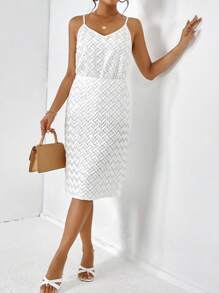 SHEIN Essnce Chất rắn Váy thẳng - trắng - Xem 5