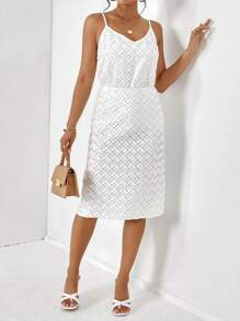 SHEIN Essnce Chất rắn Váy thẳng - trắng - Xem 6