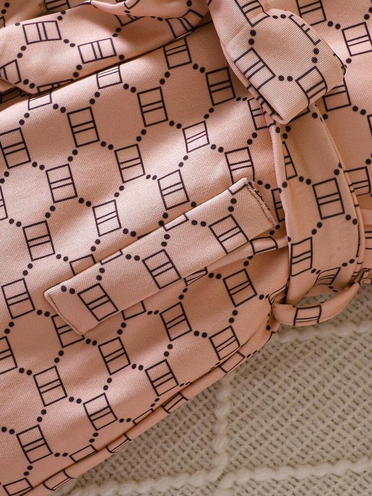 Baby Girl Allover Print Belted Coat Without Sweater