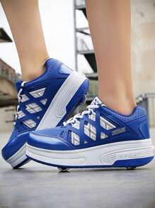 兒童戶外運動鞋逃走鞋輪滑鞋輪鞋透氣網面兩輪鞋