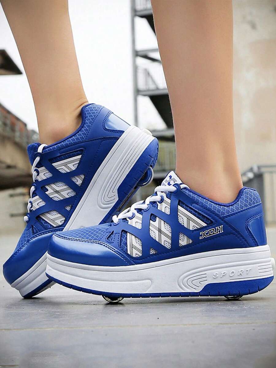 兒童戶外運動鞋逃走鞋輪滑鞋輪鞋透氣網面兩輪鞋