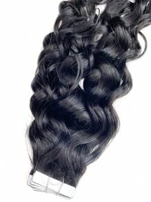 20pcs#1 Water Wave Skin Weft Tape In Hair Remy Hair Natural Invisible PU Tape In Human Hair Extensions 50g Hair Extensions - S1 - View 5